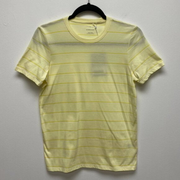 Everlane Womens Yellow Striped Short Sleeve Crew Neck Organic Cotton T-Shirt M - Picture 1 of 4